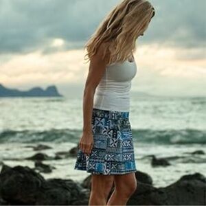 Rip Skirt Hawaii Pacific Tapa Print Quick-Dry Wrap Skirt w Hidden Pocket XL
